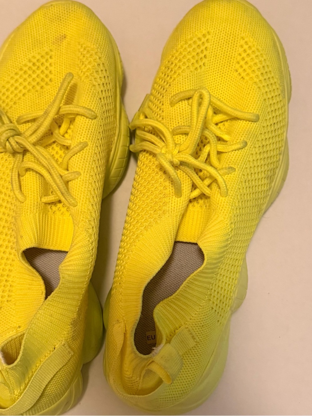 Yellow Knit Slip-On Women's Sneakers